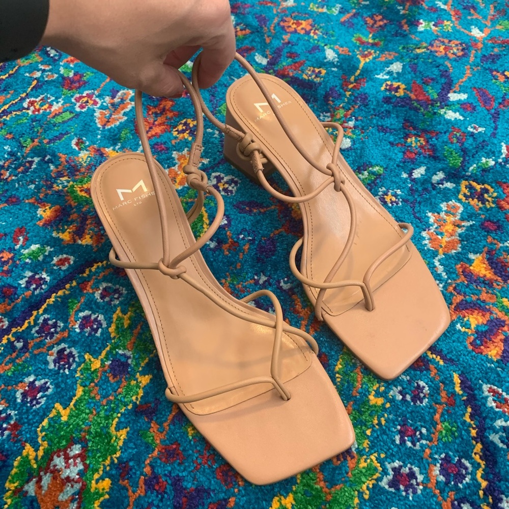 Marc Fischer LTD Ciara medium natural color strappy sandal square toe heel
